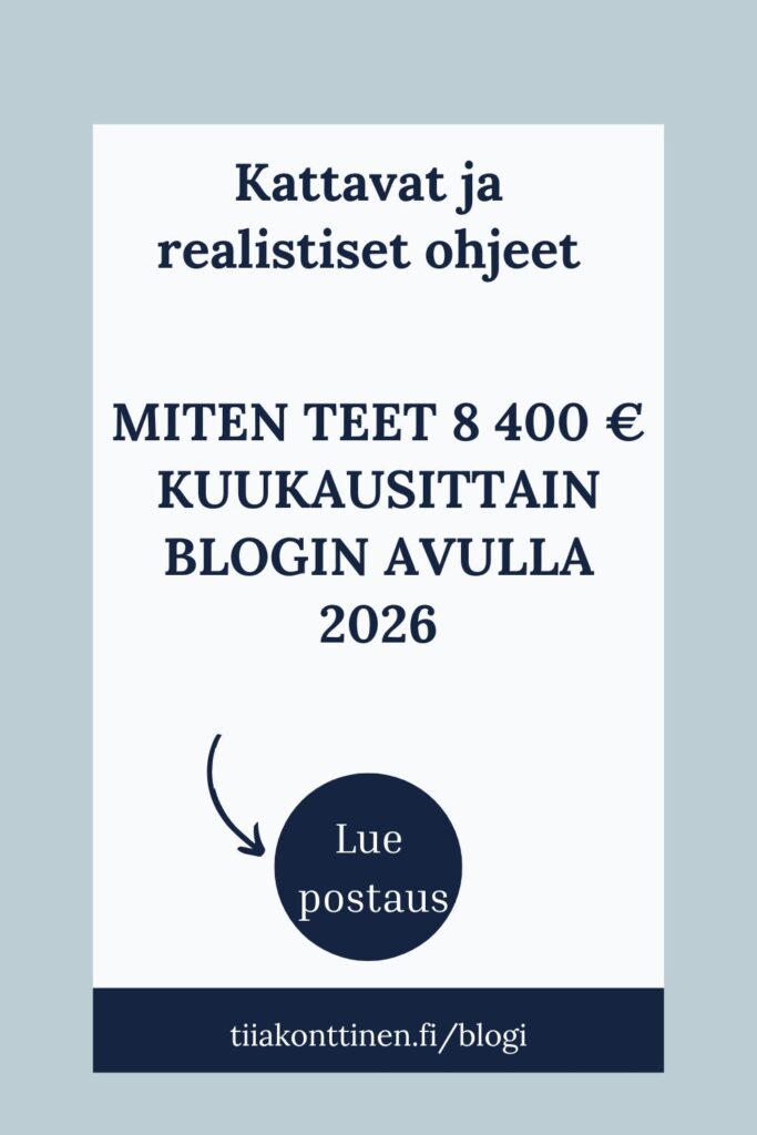 Miten teet 8 400 € kuukausittain blogin avulla 2026