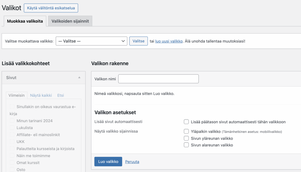 Miten luoda sivuja WordPress-sivustolla