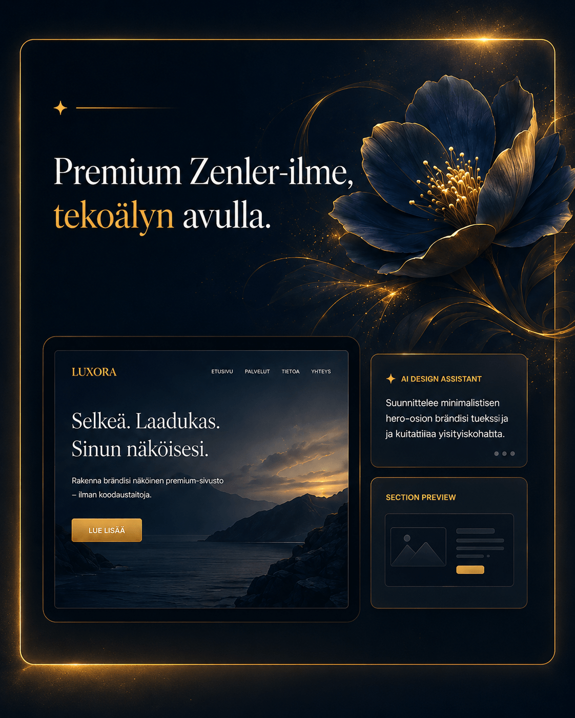 Zenler AI Design Studio premium-ulkoasun esimerkkikuva