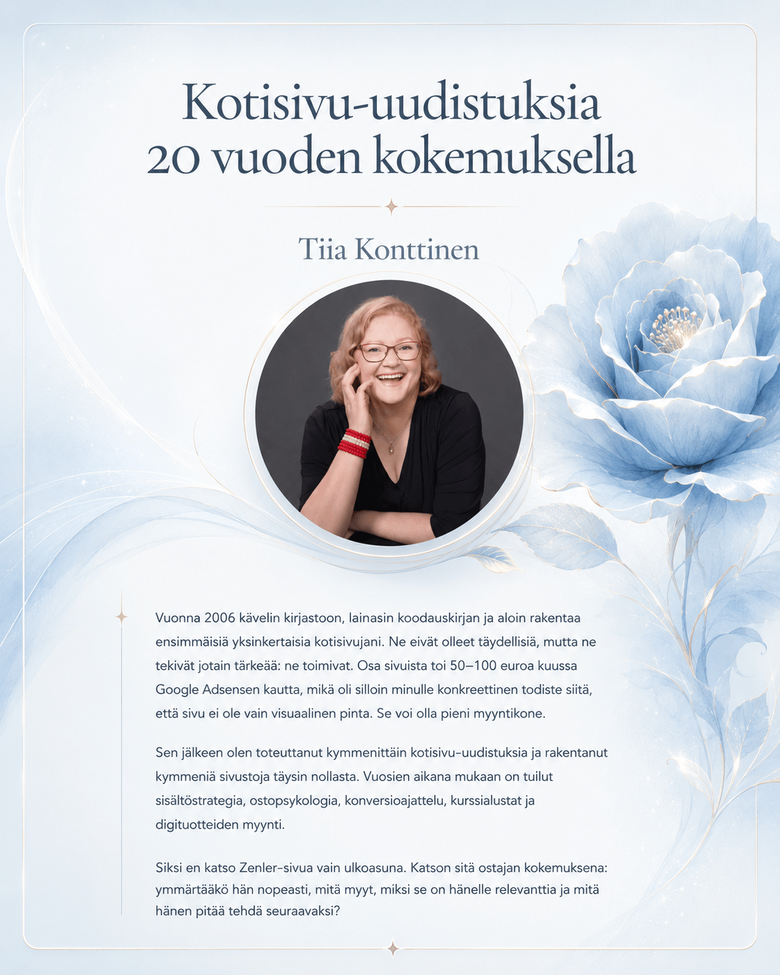 Founder-osio: Kotisivu-uudistuksia 20 vuoden kokemuksella – Tiia Konttinen